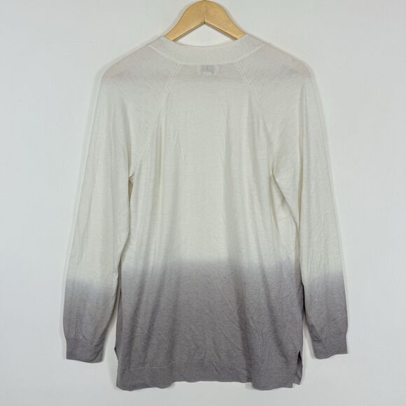 Barefoot Dreams Luxeblend Ivory Grey Ombre Cardigan Sweater Women's Medium - Picture 4 of 6